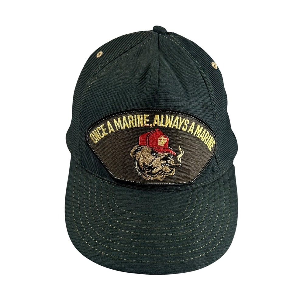 Marine Corps One Size Fits All Bulldog Patch Snapback USA Made Black Hat Cap